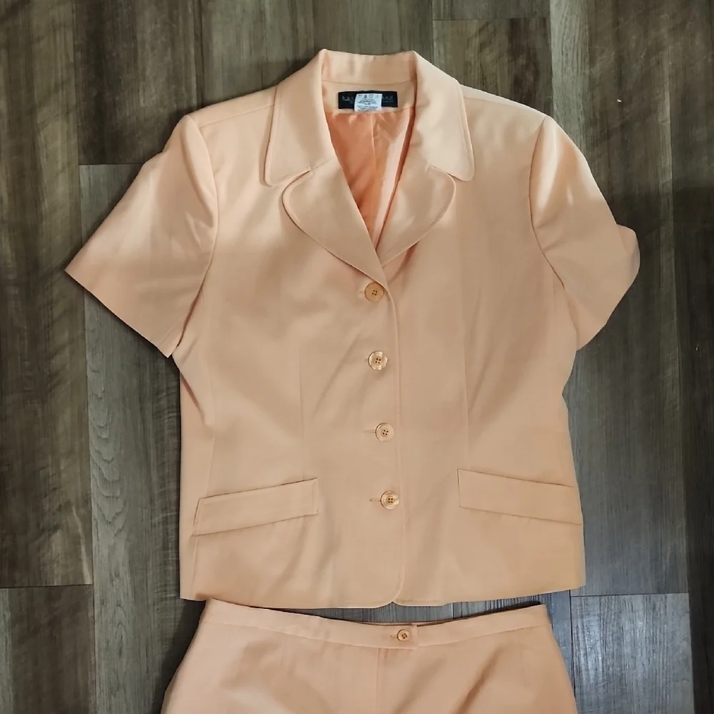 Harve Benard Peach Tailored Set Blazer & Pants Size 16 Vintage Chic Power Suit